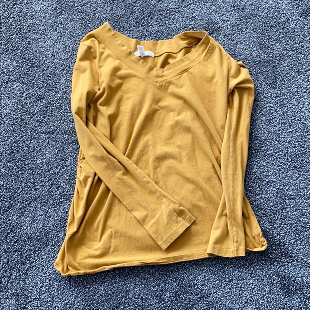 Mustard long sleeve maternity shirt